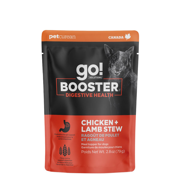 Nourriture humide pour chien "Booster" digestion ragoût de poulet et agneau 2.8oz - Animatout