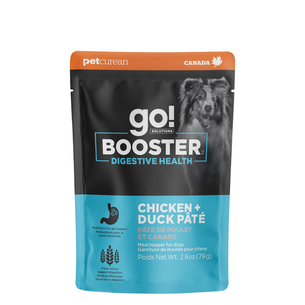 Nourriture humide pour chien "Booster" digestion pâté de poulet et canard 2.8oz - Animatout
