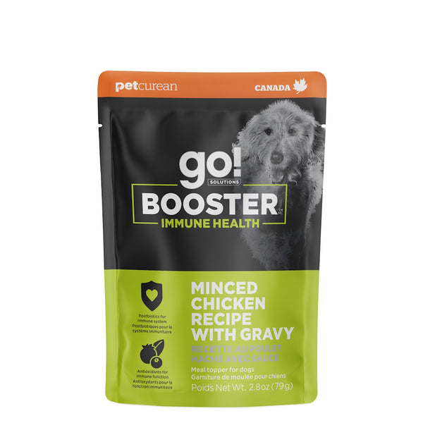 Nourriture humide pour chien "Booster" système immunitaire poulet haché avec sauce 2.8oz - Animatout
