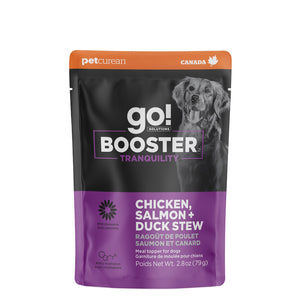 Nourriture humide pour chien "Booster" tranquilité ragoût de poulet saumon et canard 2.8oz - Animatout