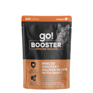 Nourriture humide pour chat "Booster" système immunitaire poulet et saumon hachés avec sauce 2.5oz - Animatout