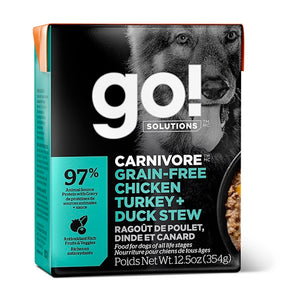 Nourriture humide pour chien tetra pak formule "Carnivore" sans grains poulet, dinde & canard 12,5oz - Animatout