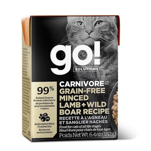 Nourriture humide pour chat tetra pak formule "Carnivore" sans grains agneau haché & sanglier sauvage 6,4oz - Animatout