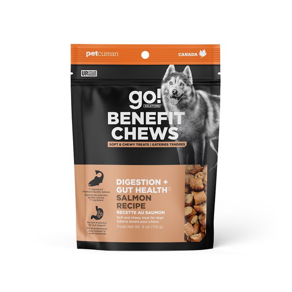 Gâteries tendres pour chien "Benefit Chew" digestion + santé intestinale au saumon 170g