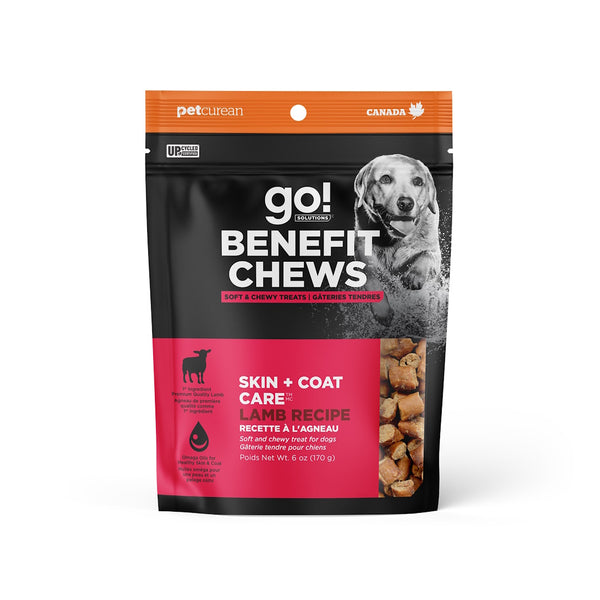 Gâteries tendres pour chien "Benefit Chew" formule "Skin & Coat"  à l'agneau 170g - Animatout
