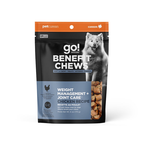 Gâteries tendres pour chien "Benefit Chew" contrôle du poids + articulations au poulet 170g - Animatout
