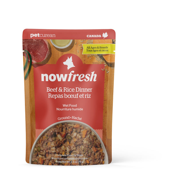 Pochette nourriture humide pour chien, repas boeuf & riz 2.8oz - Animatout