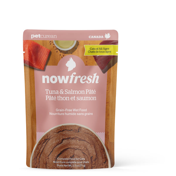 Pochette nourriture humide sans grains pour chat, pâté thon & saumon 2.5oz - Animatout