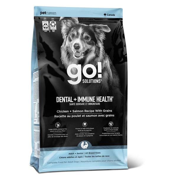 Nourriture pour chien santé dentaire et immunitaire poulet et saumon avec grains