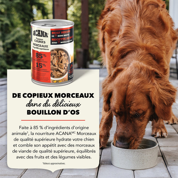 Nourriture pour chien morceaux de boeuf avec bouillon d'os 363 g
