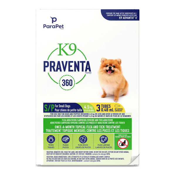 Traitement antiparasitaires K9 Praventa 360, chiens de petite taille