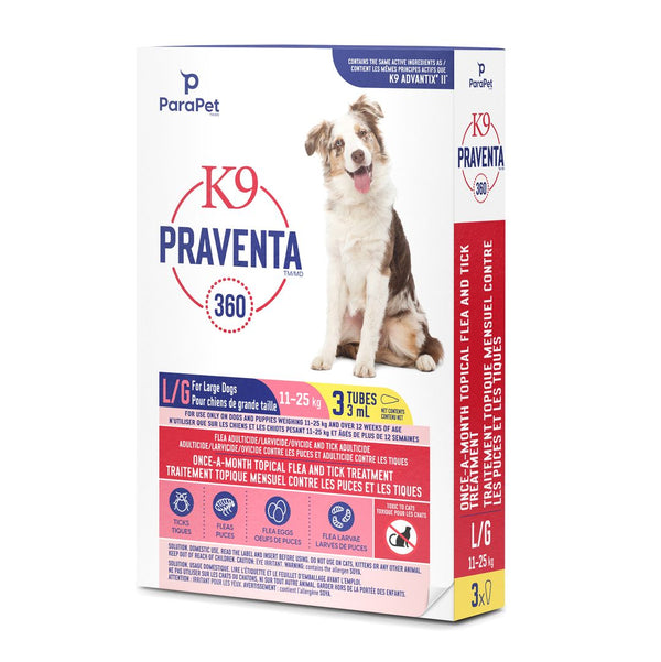 Traitement antiparasitaires K9 Praventa 360, chiens de grande taille
