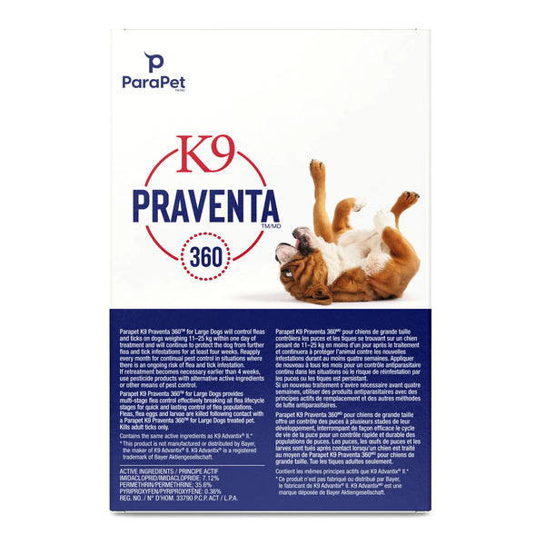 Traitement antiparasitaires K9 Praventa 360, chiens de grande taille