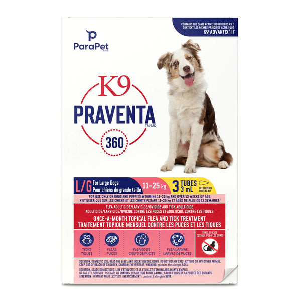 Traitement antiparasitaires K9 Praventa 360, chiens de grande taille