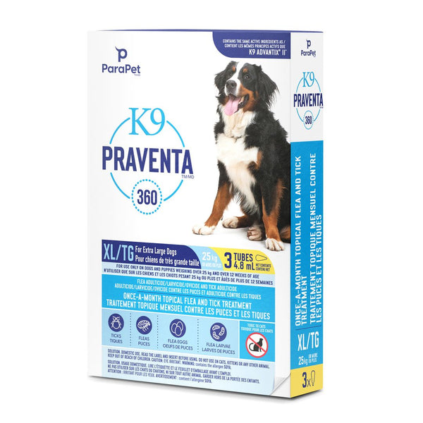 Traitement antiparasitaires K9 Praventa 360, chiens de très grande taille