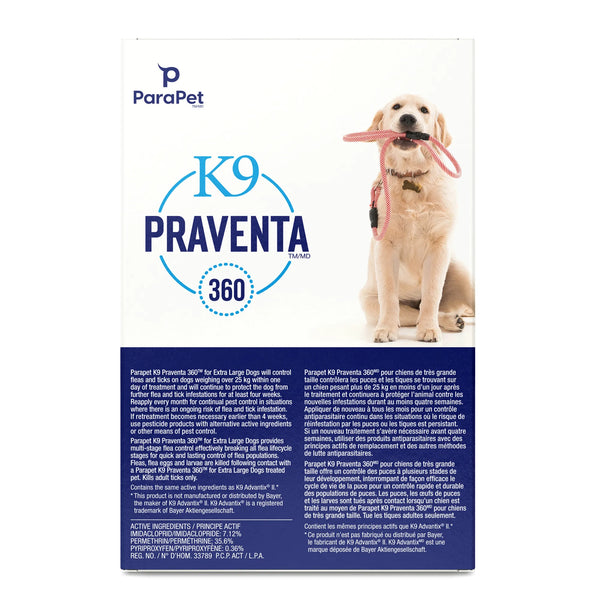 Traitement antiparasitaires K9 Praventa 360, chiens de très grande taille
