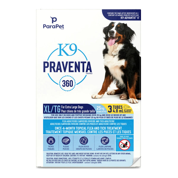 Traitement antiparasitaires K9 Praventa 360, chiens de très grande taille