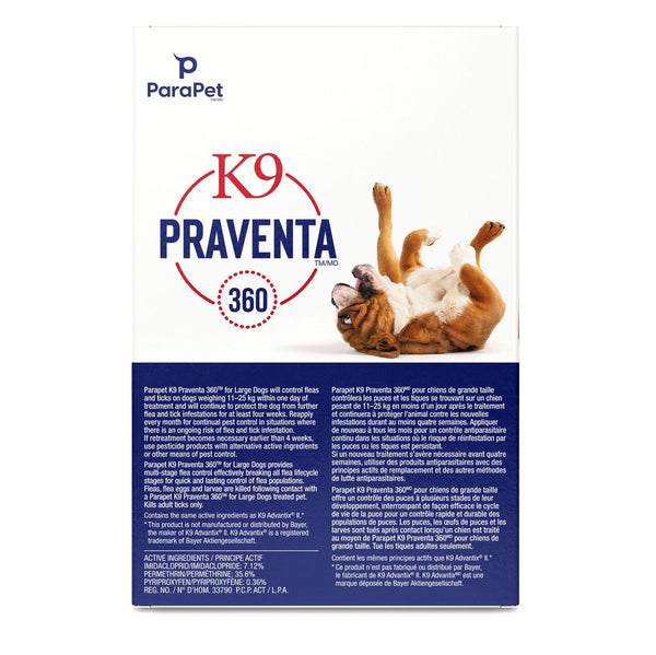 Traitement antiparasitaires K9 Praventa 360, chiens de grande taille