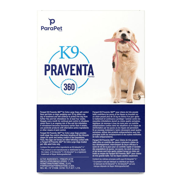 Traitement antiparasitaires K9 Praventa 360, chiens de très grande taille