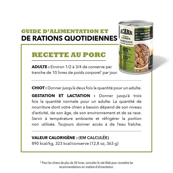 Nourriture pour chien morceaux de porc avec bouillon d'os 363 g