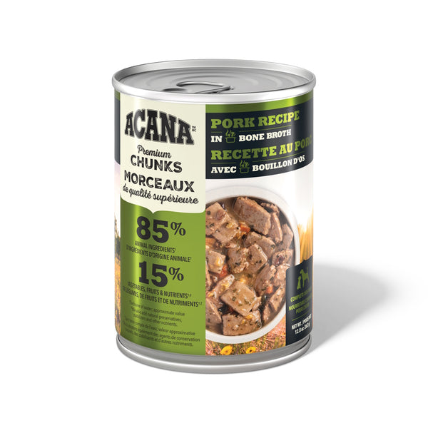 Nourriture pour chien morceaux de porc avec bouillon d'os 363 g