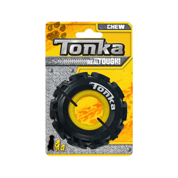 Pneu Seismic Tonka avec ouverture jaune pour gâteries, petit, diam. 9 cm (3,5 po)