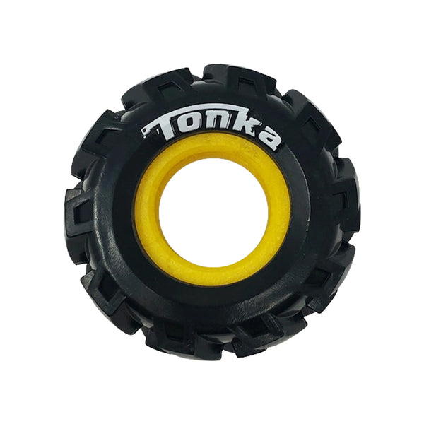 Pneu Seismic Tonka avec ouverture jaune pour gâteries, petit, diam. 9 cm (3,5 po)