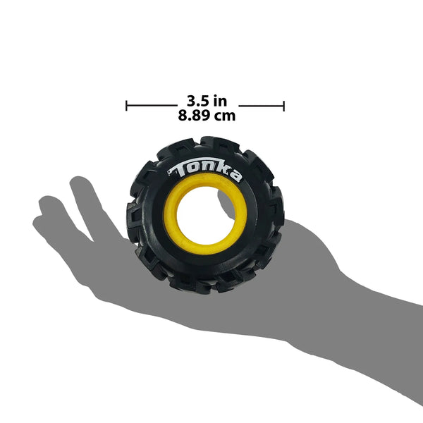 Pneu Seismic Tonka avec ouverture jaune pour gâteries, petit, diam. 9 cm (3,5 po)