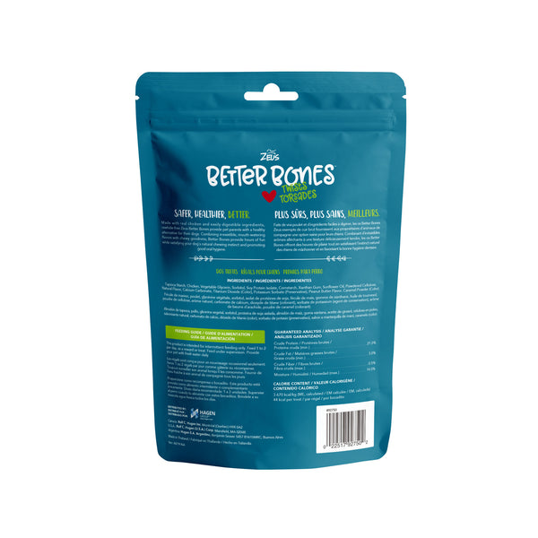 Better Bones, torsades pour chien enrobées de poulet, arôme de beurre d’arachide, paquet de 10 - Animatout