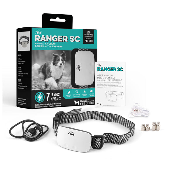 Collier anti-aboiement pour chien Ranger SC Zeus avec stimulation statique