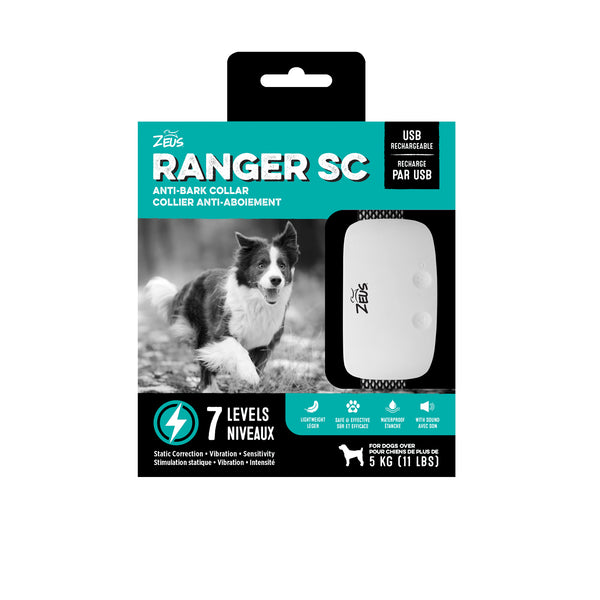 Collier anti-aboiement pour chien Ranger SC Zeus avec stimulation statique