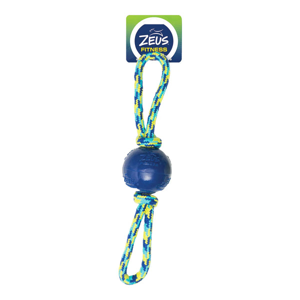 Jouet Fitness Zeus, balle de tennis recouverte de TPR avec deux anneaux à tirer, 40,6 cm (16 po)