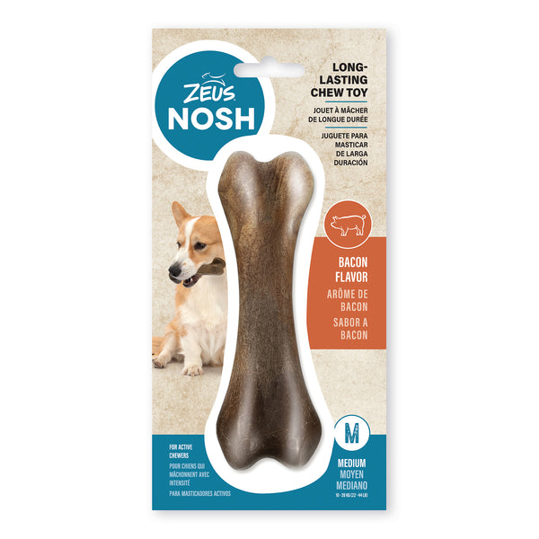 Nosh os à mâcher robuste pour chien, arôme de bacon - Animatout
