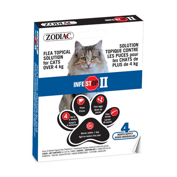 Solution topique contre les puces INFESTOP II pour les chats pesant 4 kg et plus