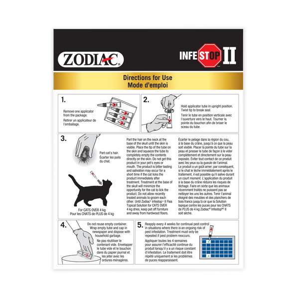 Solution topique contre les puces INFESTOP II pour les chats pesant 4 kg et plus