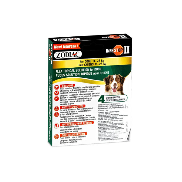 Solution topique contre les puces INFESTOP II pour les chiens pesant entre 11 kg et 25 kg