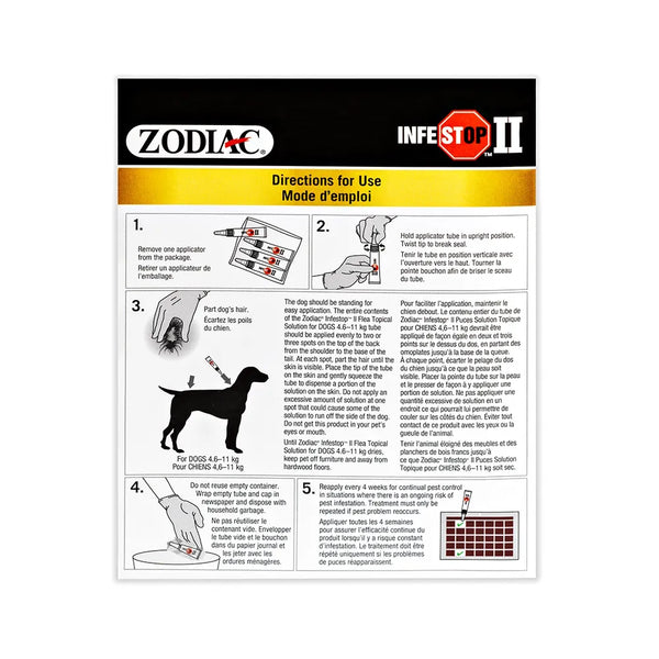 Solution topique contre les puces INFESTOP II pour les chiens pesant entre 4,6 kg et 11 kg