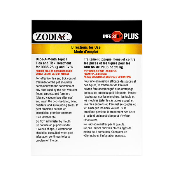 Solution topique contre les puces et tiques INFESTOP PLUS pour les chiens pesant 25 kg et plus