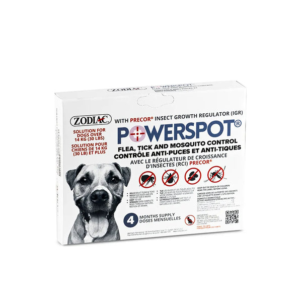 Traitement contre les puces, les tiques et les moustiques pour les chiens PowerSpot pour chien de plus de 30 lb