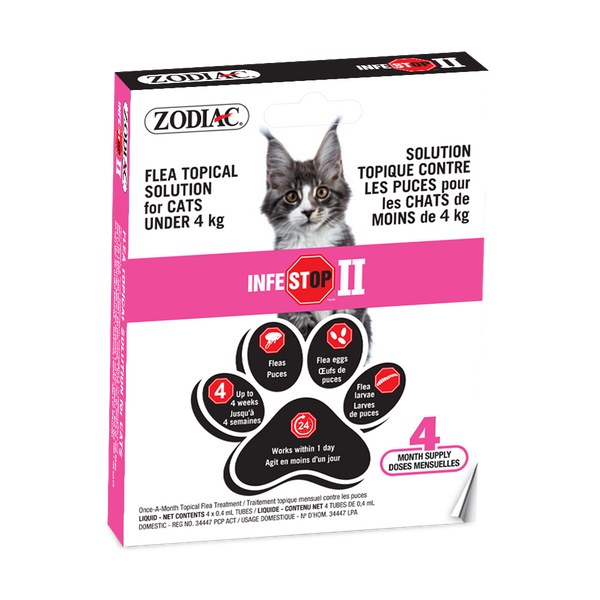 Solution topique contre les puces INFESTOP II pour les chats pesant 4 kg et moins