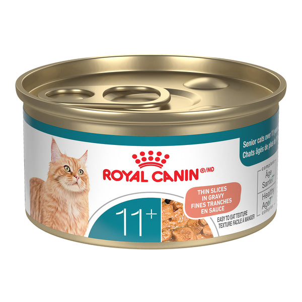 ÂGÉ 11+ FINES TRANCHES EN SAUCE - nourriture en conserve pour chats - Emballage de 12 boîtes, 85 g, (3 oz)