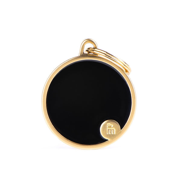 Médaille Basic Handmade Cercle Noir Satiné Or