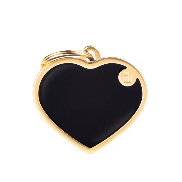Médaille Basic Handmade Coeur Noir Satiné Or