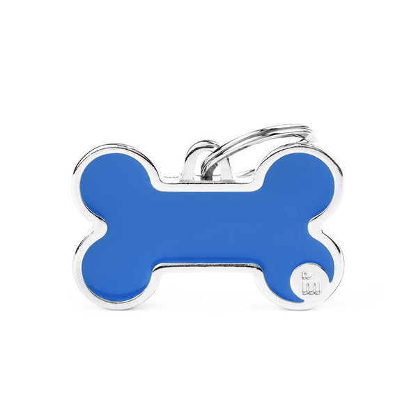 Médaille pour chien Basic Handmade Os Bleu Grand