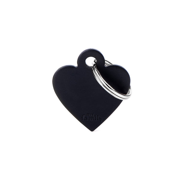 Médaille pour chien Basic Coeur Noir en Aluminium Petit