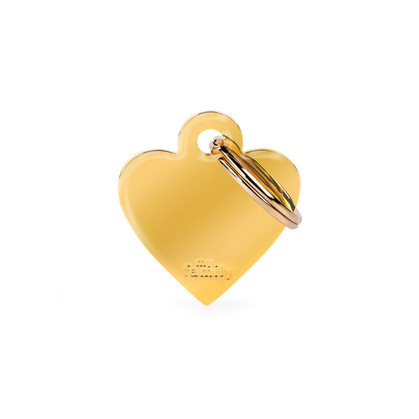 Médaille pour chat et petit chien Basic Coeur en Laiton Doré