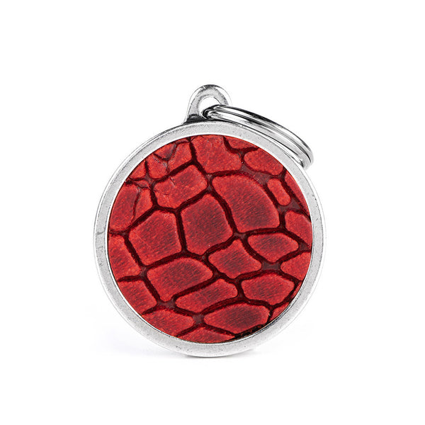 Médaille pour chien Bronx Cercle Grande Tucson en Cuir Véritable Rouge