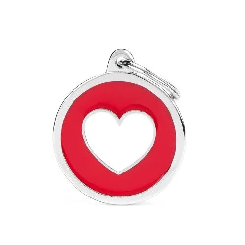 Médaille pour chien Classic Cercle Grand Rouge avec Coeur