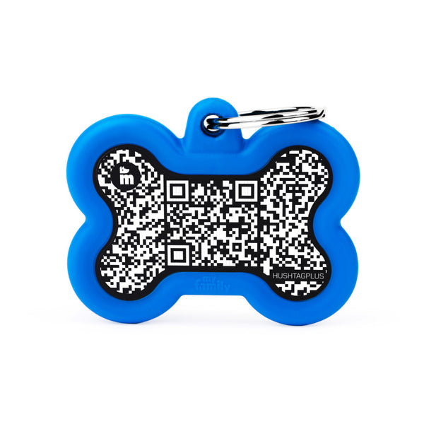 Médaille Hushtag Plus Code QR Os Noir en Aluminium avec Caoutchouc