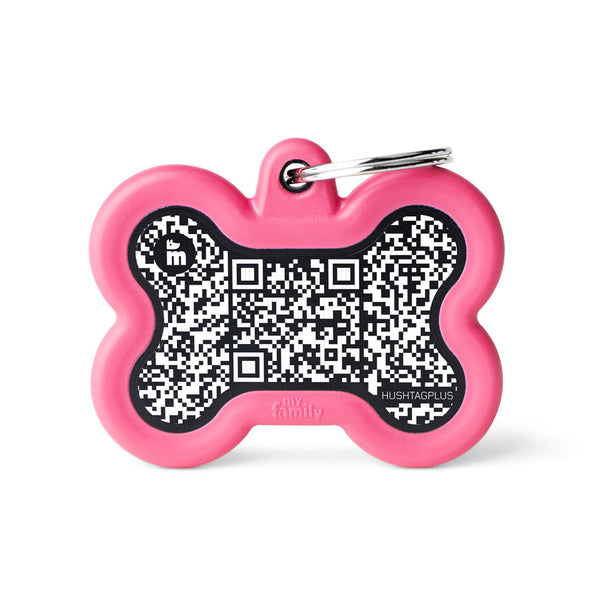 Médaille Hushtag Plus Code QR Os Noir en Aluminium avec Caoutchouc